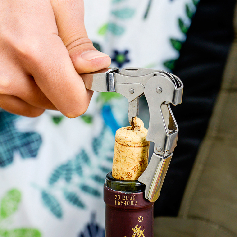 3-en-1 de acero inoxidable camarero vino Sacacorchos y abrebotellas y Foil cortador