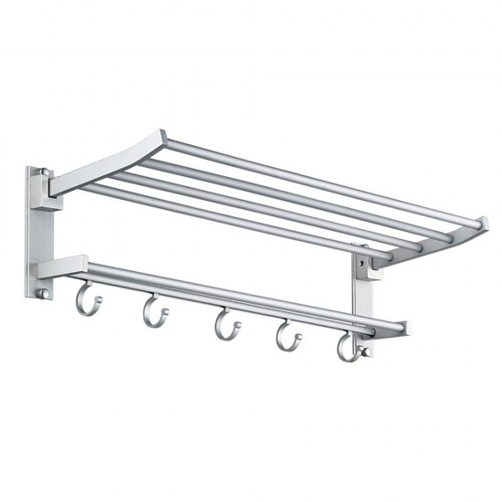 Mylifeunit Wall Mount Towel Rack Bathroom Shelf Aluminum Double Mylifeunit Wall Mount Towel Rack Bathroom Shelf Aluminum Double Tier With Hooks