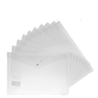 20pcs Transparent A4 Paper Size PP Water Resistant File Holder Clear Filing Envelope with Snap Button (White)