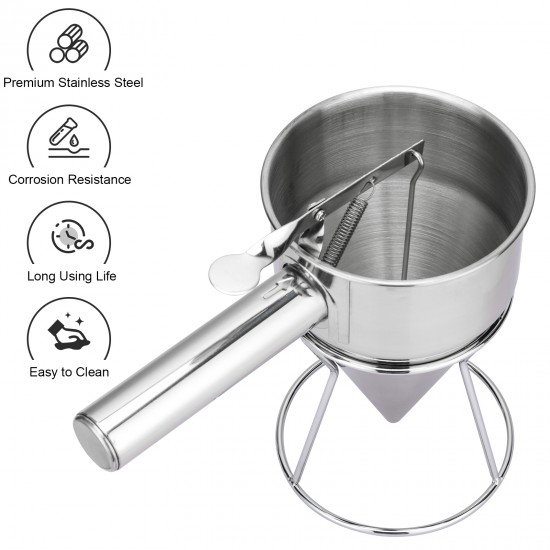 MyLifeUNIT Stainless Steel Pancake Batter Dispenser, Funnel Dispenser with  Stand for Takoyaki and Baking