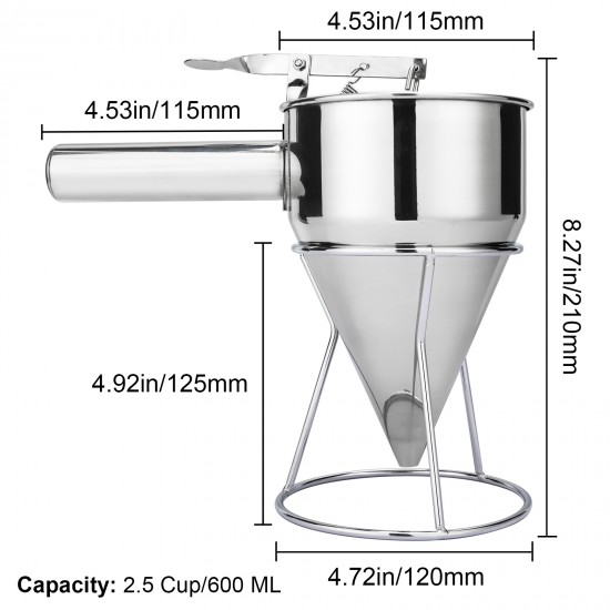 MyLifeUNIT Stainless Steel Pancake Batter Dispenser, Funnel Dispenser with  Stand for Takoyaki and Baking