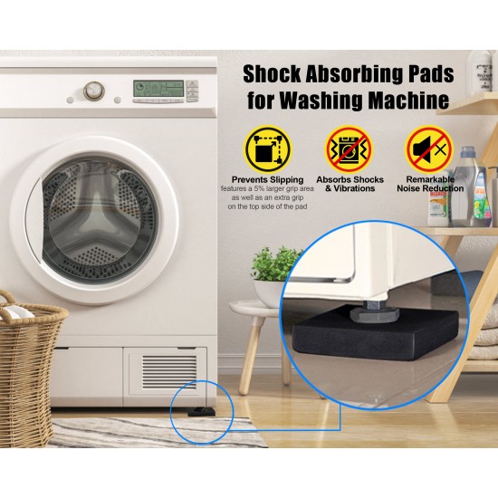 Shock Absorbing Washer Pads Anti-Vibration Washer Mat Protector for Washing Machine Dryer Treadmill 