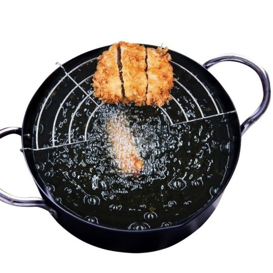20 cm MyLifeUNIT Tempura Fryer Pot 8 Inch OF16L204 Stainless Steel Deep Fry Pan with Drainer