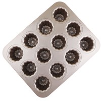 Carbon Steel Cannele Pan, 12-Cavity Non Stick Cannele Mold, Golden