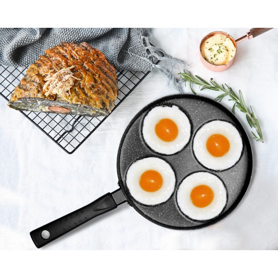 IAXSEE Egg Frying Pan Nonstick Pancake Pans 4-Cups Cookware Pancake, Omelette Pan Aluminium Alloy Egg Cooker