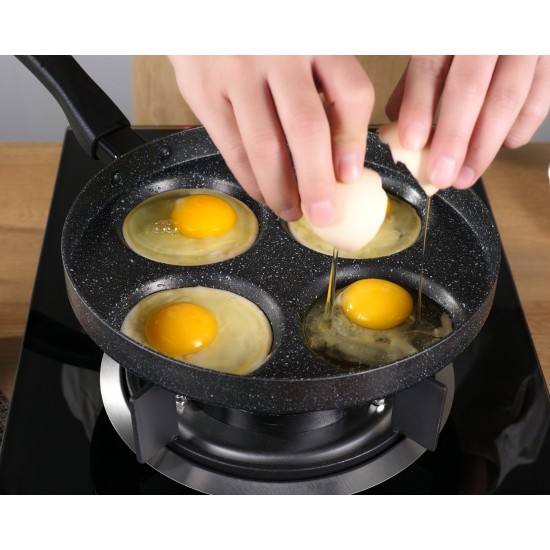 Mylifeunit Aluminum 4-Cup Egg Frying Pan, Non Stick Egg Cooker Pan