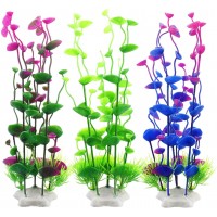 Fish Tank Decorations, Plastic Artificial Aquatic Plants for Aquarium Decorations, 9.5 Inches (Pack of 3)