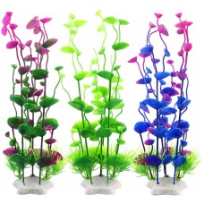 Fish Tank Decorations, Plastic Artificial Aquatic Plants for Aquarium Decorations, 9.5 Inches (Pack of 3)