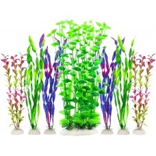 Fish Tank Plants, Artificial Aquarium Decorations Large Plastic Plants (Pack of 7)