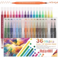 MyLifeUNIT Dual Tip Brush Pens, 36 Colors Fineliner Pens Set for Calligraphy, Drawing and Writing