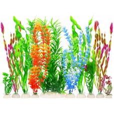 Artificial Fish Tank Plants, Plastic Aquariums Plants Decorations, Set of 10