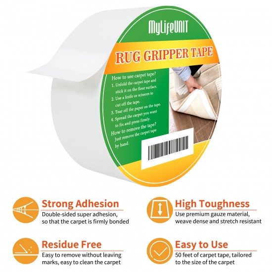 MyLifeUNIT: Carpet Tape Double Sided, Rug Tape for Hardwood Floors