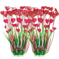 Aquarium Plants, 2 Pack Tall Plastic Plants for Fish Tank Decorations, 15.75 Inches (Pink)