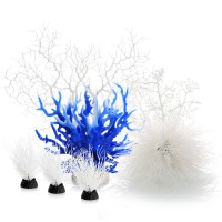 Aquarium Plants, 7 Pack Artificial Coral Ornament for Fish Tank Decorations (White)