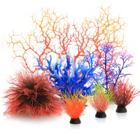 Aquarium Plants, 7 Pack Artificial Coral Ornament for Fish Tank Decorations (Multicolor)