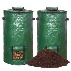 Compost Bin Bag, Reusable Garden Yard Waste Bag, 34 Gallon (2 Pack)