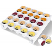 K Cup Holder, Metal Coffee Pod Holders for Keurig Pod, 25 Slots K-Cup Storage Organizer for Drawer, Counter and Wall Mount (White)