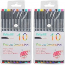 Fineliner Color Pen Set, 20 Pieces Colored Fine Liner Sketch Drawing Pens, 10 Assorted Colors