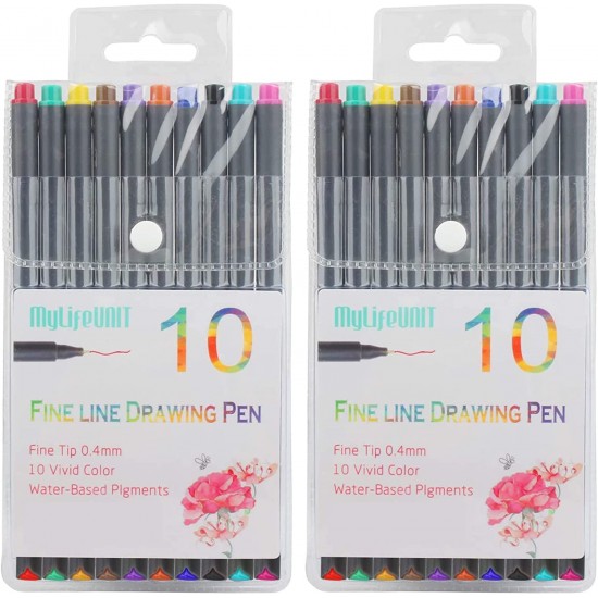 MyLifeUNIT Fineliner Color Pen Set, 0.4mm Colored Fine Liner Sketch Drawing  Pen, Pack of 10 Assorted Colors