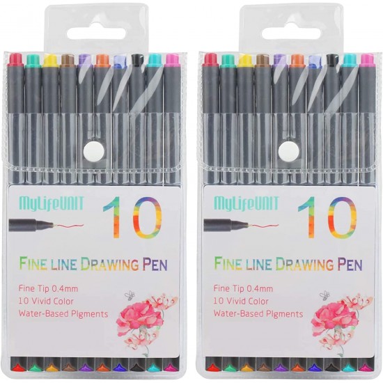 MyLifeUNIT: Fineliner Color Pen Set, 20 Pieces Colored Fine Liner Sketch  Drawing Pens, 10 Assorted Colors