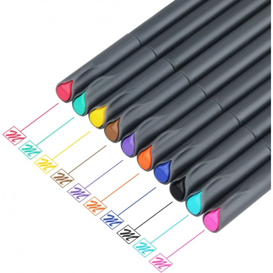 MyLifeUNIT: Fineliner Color Pen Set, 20 Pieces Colored Fine Liner Sketch Drawing  Pens, 10 Assorted Colors