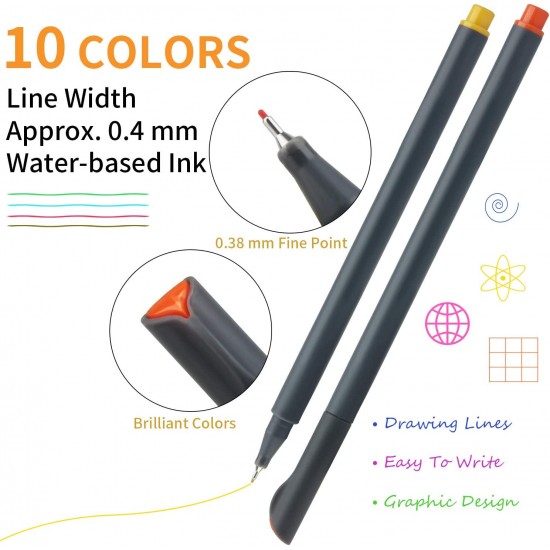 MyLifeUNIT: Fineliner Color Pen Set, 20 Pieces Colored Fine Liner