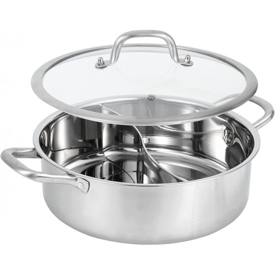 304 Stainless Steel Shabu Shabu Pot Dual Sided Divider Hot Pot