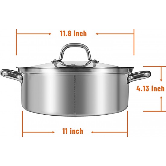 Yzakka Stainless Steel Shabu Shabu Hot Pot Pot with Divider for Induction  Cooktop Gas Stove (30cm, With Cover)