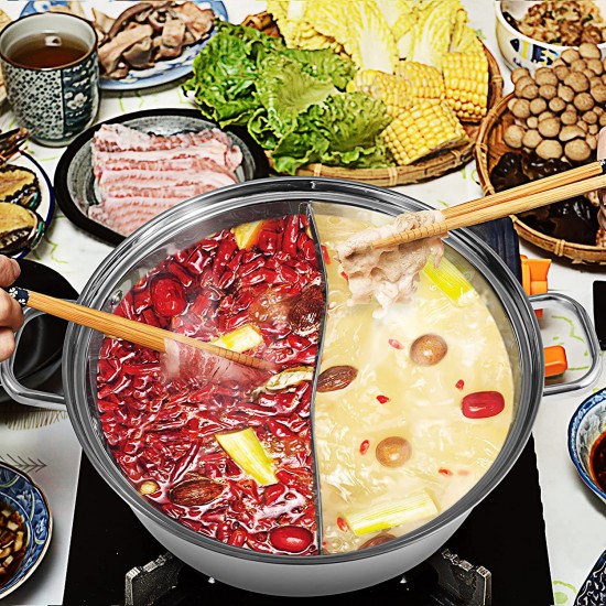 Shabu Shabu Hot Pot. 304 Premium Stainless Steel Hot Plate Cookware Set  Ramen Cooker, Hot Pot Soup Base Korean BBQ Multi Cooker Stainless Steel Pot