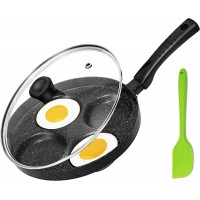 Aluminum 4-Cup Egg Frying Pan, Non Stick Egg Cooker Pan with Lid