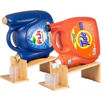 Laundry Detergent Holder, 2 Pack Wooden Laundry Detergent Dispenser for Laundry Room Organization and Storage