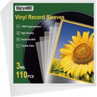 Vinyl Record Sleeves, 110 Clear Plastic Protective Outer Sleeves 3 Mil Thick for Single, Double LP Album Covers, 12.75" x 12.75"