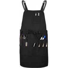 Artist Apron, Adjustable Painting Apron with 10 Pockets for Arts and Craft, Black Canvas Pottery Apron for Women Men