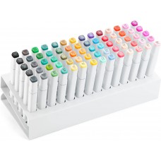  70 Holes Marker Organizer for Desk, Metal Multi-Level Markers Holder, Pen Storage Holding Rack for Color Pencils, Paint Brushes, White