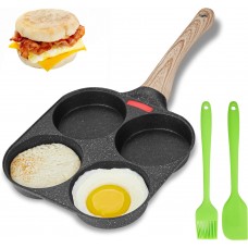 Egg Frying Pan, 4-Cup Egg Pan Nonstick, Fried Egg Pan Skillet for Breakfast, Pancake, Hamburger, Sandwiches, Suitable for Gas Stove & Induction Cookware