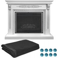 Fireplace Screen Cover, 45'' x 34'' Magnetic Fireplace Covers, Black Fire Place Mesh Gate with Iron Sheets for Any Fireplaces