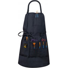Artist Apron, Adjustable Painting Apron with 10 Pockets for Arts and Craft, Black Canvas Pottery Apron for Women Men (Neck Straps Apron)