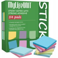 3x3 Sticky Notes, Colored Sticky Notes for to Do List, Bulk Pack with 54 Pads, 100 Sheets Per Pad