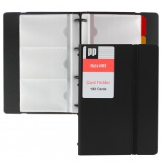 Name Card Book Holder, Business Card Holder with 5 Color Tabs, 180 Cards Capacity (Black)