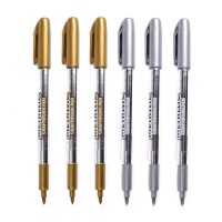 MyLifeUNIT Metallic Marker Pens, 6-Pack Metallic Gold Silver Permanent Markers, Fine Point (3 Gold 3 Silver)