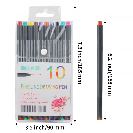 MyLifeUNIT: Fineliner Color Pen Set, 0.4mm Colored Fine Liner Sketch  Drawing Pen, Pack of 10 Assorted Colors