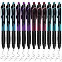 Gel Pens, Black Fine Point Gel Pen for Super Smooth Writing, 0.5mm Retractable Pens with Quick-Drying Ink, Innovated Tip Tech (12 Pack)