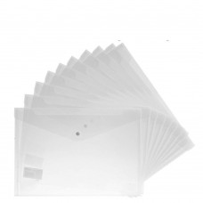 15pcs Transparent A4 Paper Size PP Water Resistant File Holder Clear Filing Envelope with Snap Button (White)