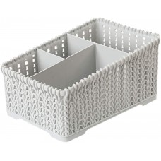 Pen Container Organizer, Desk Top Plastic Storage Basket Organizer for Office Bathroom (Grey)