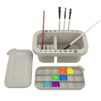 Multifunction Paint Brush Basin with Brush Holder and Palette