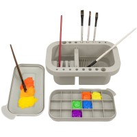 Multifunction Paint Brush Basin with Brush Holder and Palette