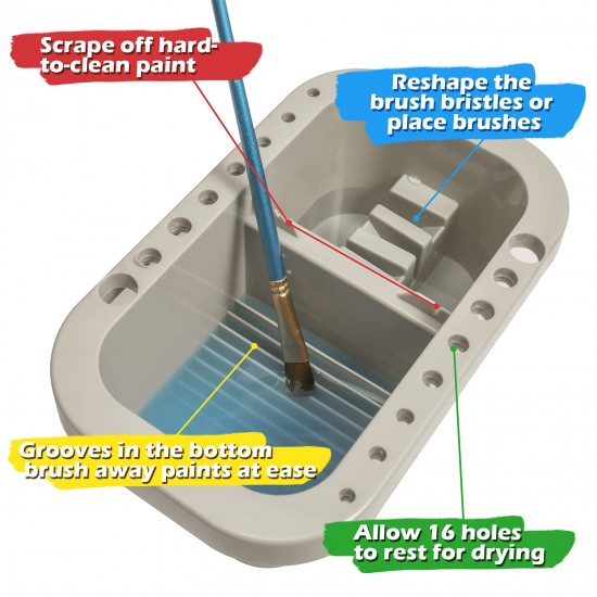 Paint Brush Cleaner - Paint Brush Holder with Palette and Handle