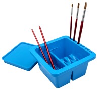 Artist Brush Basin, Multifunction Paint Brush Tub with Brush Holder