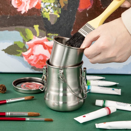  Pssopp Paint Brush Washer Stainless Steel Paint Brush Cleaner  Paint Brush Bucket with Wash Tank Filter Screen Holder Spring Paint Brush