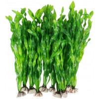 Artificial Seaweed Water Plants for Aquarium, Plastic Fish Tank Plant Decorations 10 PCS (Green)